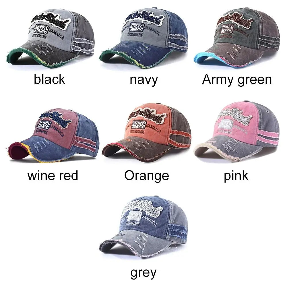 Outdoor Sports WASHED DENIM Adjustable Sunscreen Hats Baseball Hats Distressed Faded Cap Embroidery Baseball Caps