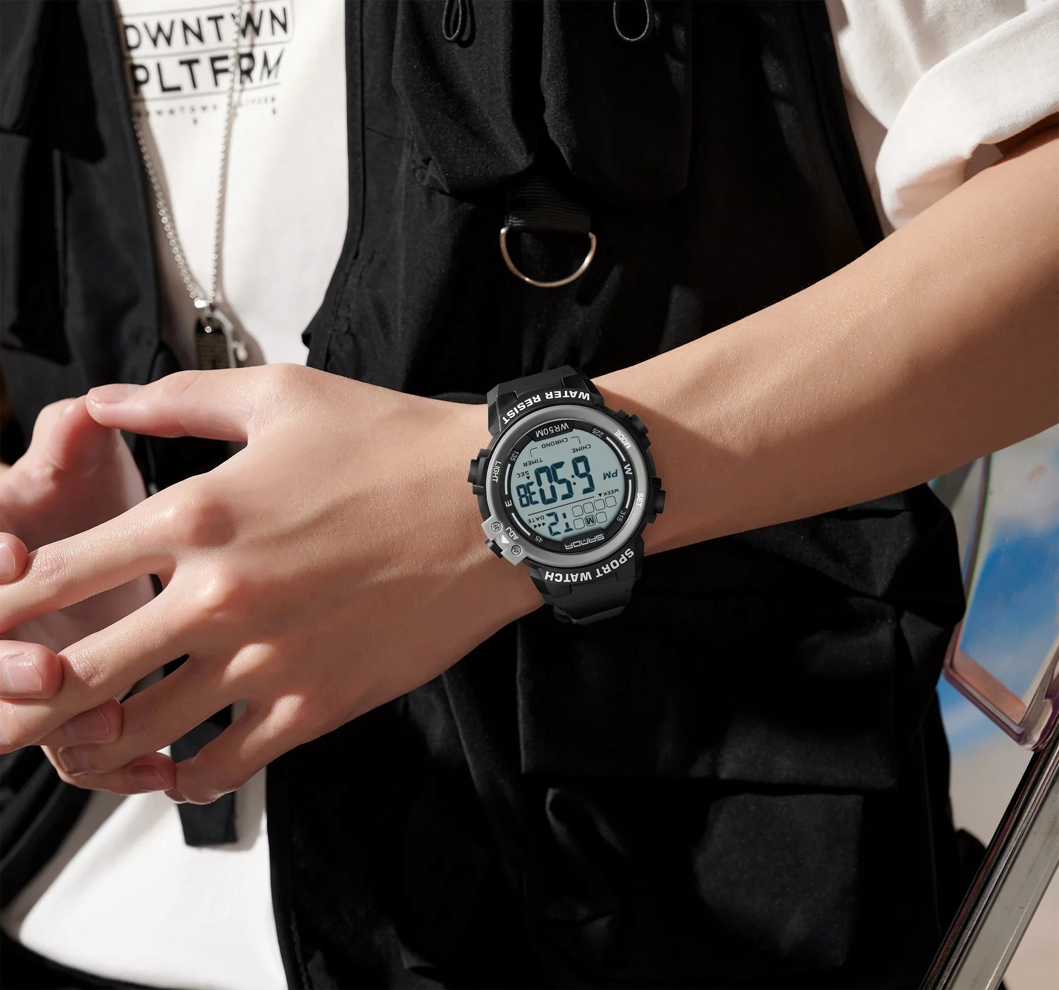 SANDA 2140 Watches Alarm Clock Chrono 5Bar Waterproof Digital Watch reloj hombre New Fashion Outdoor Sport Men Multifunction