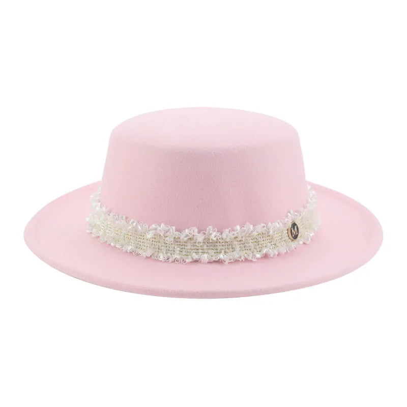 Hats for Women Fedoras Felted Hat Flat Dome Solid Band Luxury Elegant Fahsion Jazz Cap Women's Hat Women Hat Sombreros De Mujer