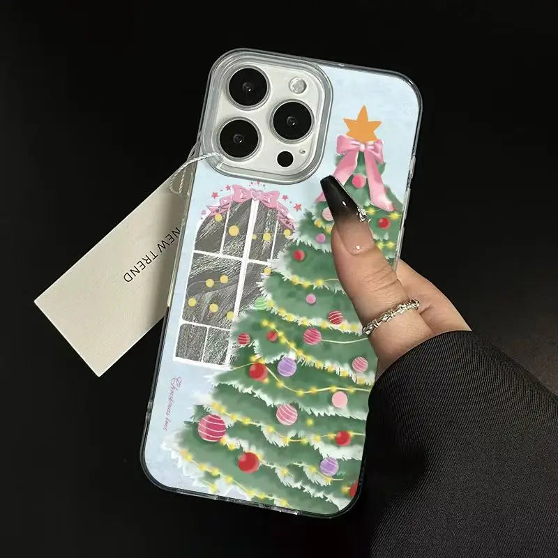 Christmas Tree Phone Case for iPhone 17 Pro 16 16e 15 14 13 12 11 Pro Max iphone Air Shockproof Bumper Cover Funda