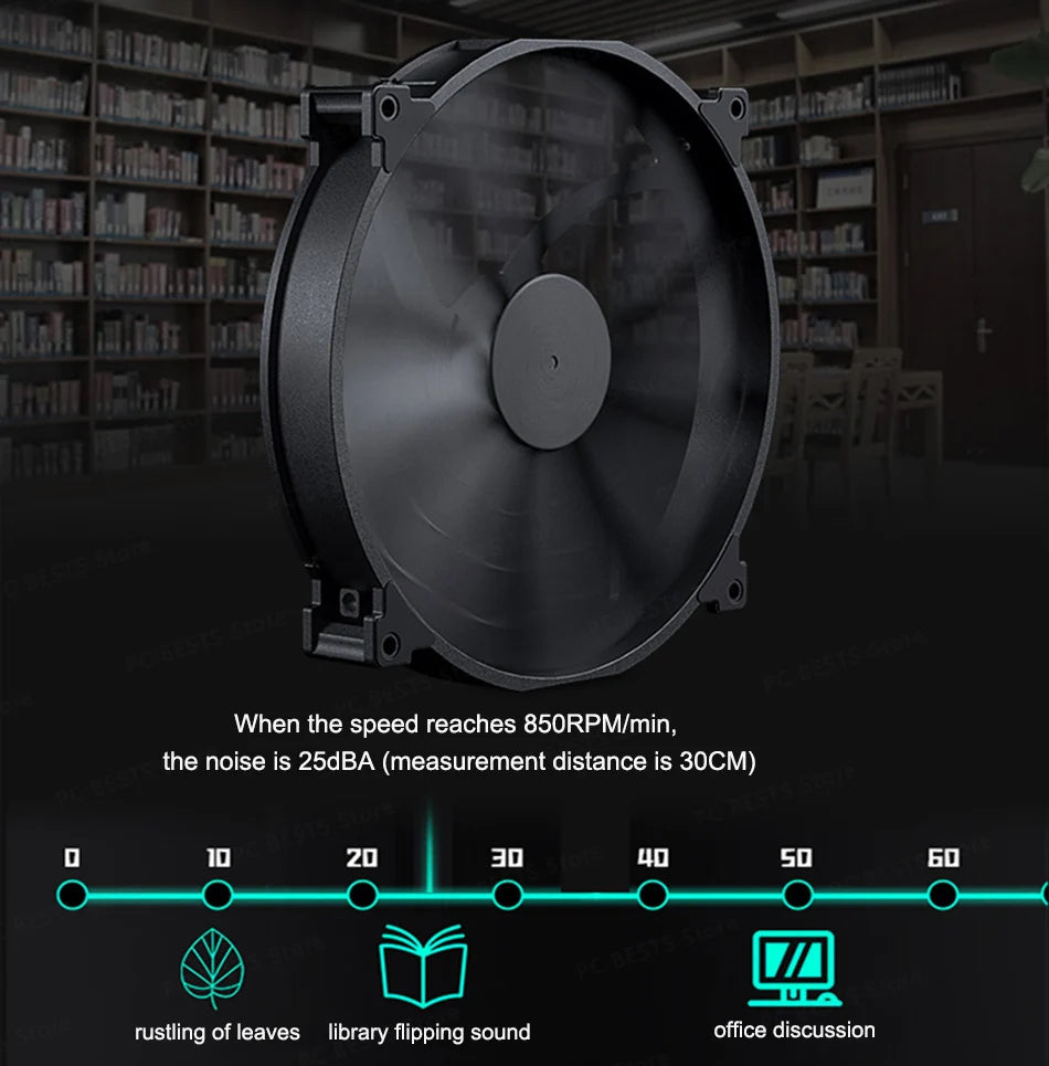 Phanteks F200SP Case Fan 200mm High-volume Black Chassis Cooling fan 4PIN 30mm Thickened Quiet Cooler pc cpu Cooling Fan