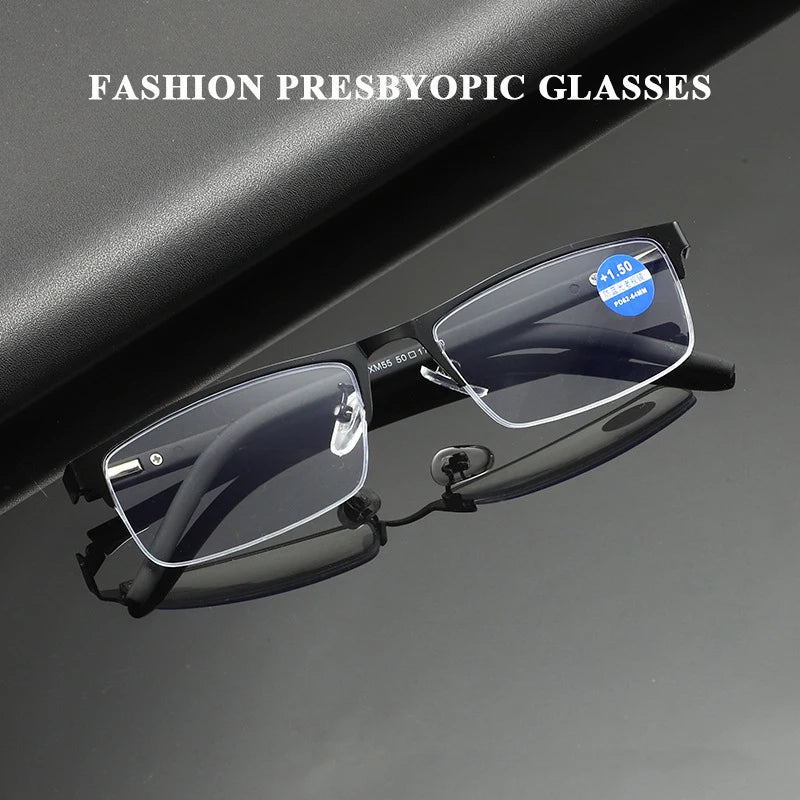 Brand Designer Reading Glasses Men Women Fashion Half Frame Presbyopic Glasses Vintage Business Diopter Eyeglasses +1.0 1.5 2.0