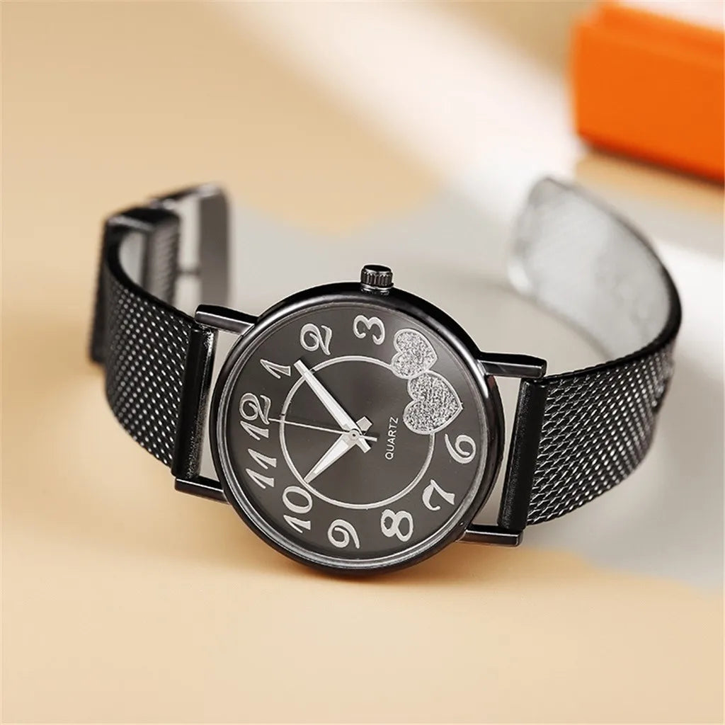 Women Watch Business Wristwatches Jewelry Часы Женские Large Number Round Dial Fashion Watches with Mesh Belt Wild Creative Gift