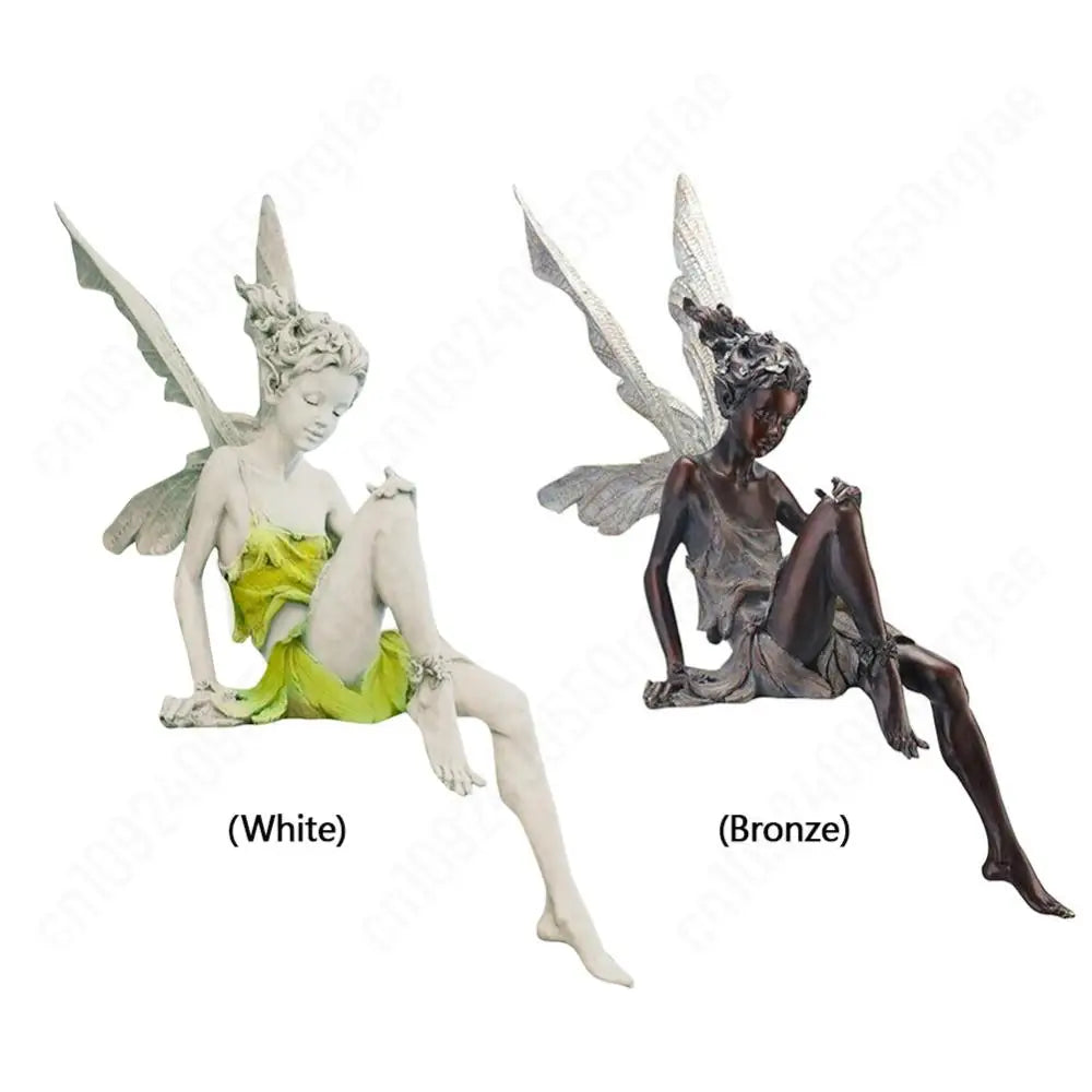 Flower Fairy Statue Garden Decoration Turek Sitting On Fairy Sculpture Outdoor Garden Courtyard Lawn Resin Decorative Sculpture