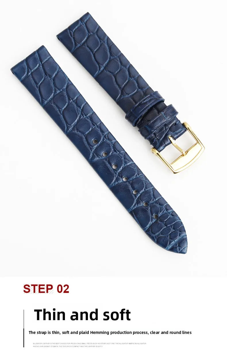 Alligator wacth strap Ultra Thin 12 13 14 15 16 18 20 22mm men women Black Brown Blue Crocodile Leather watchband For any brands