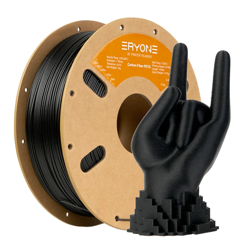 ERYONE PETG Carbon Fiber 3D Printer Filament 1.75mm 1KG ±0.03mm Precision - High Strength & Stiffness for FDM Printers