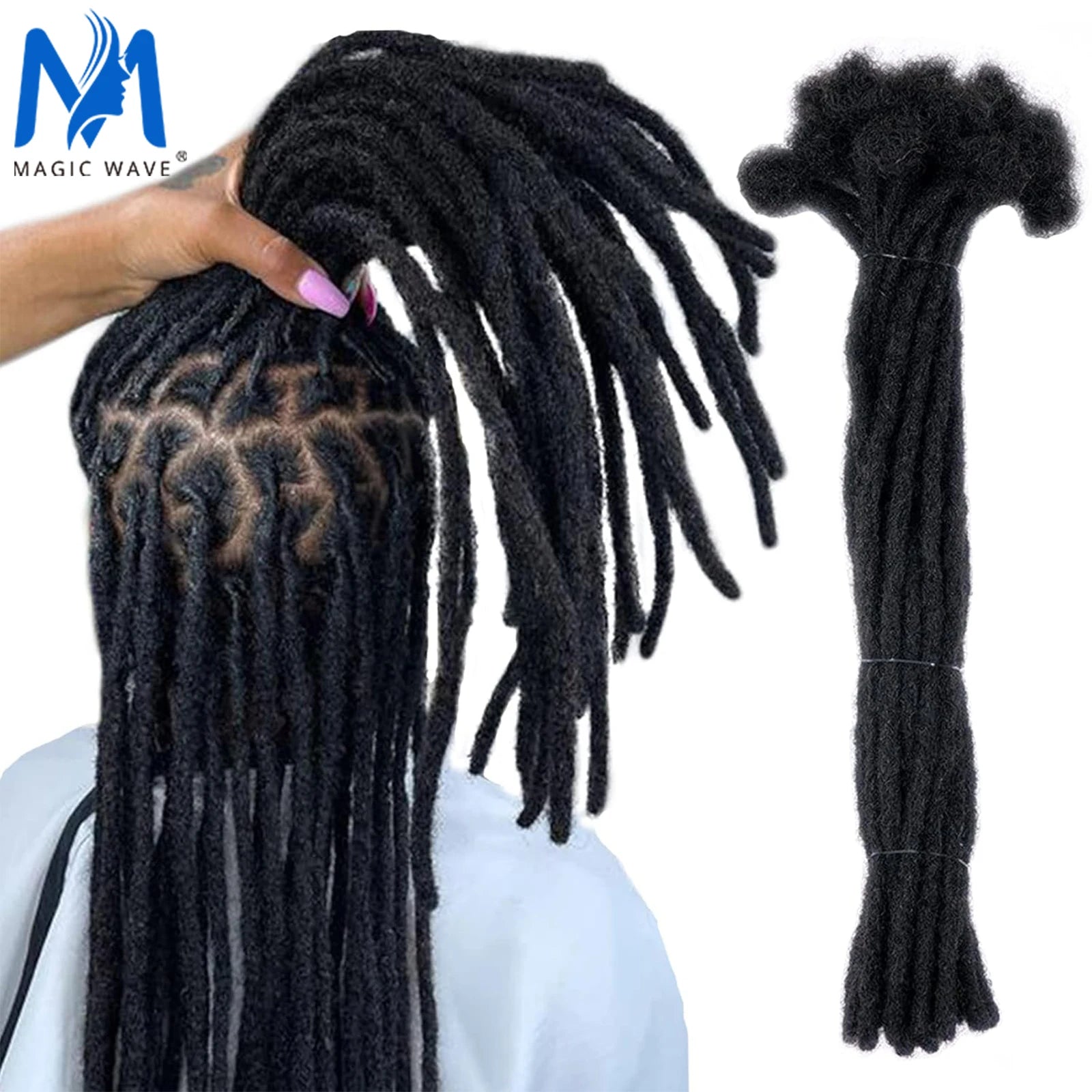 Human Hair Dreadlock Extension 0.6cm Width 4-20inch Real Human Hair Bulk Permanent Loc Extensions Wholesale for Men/Women