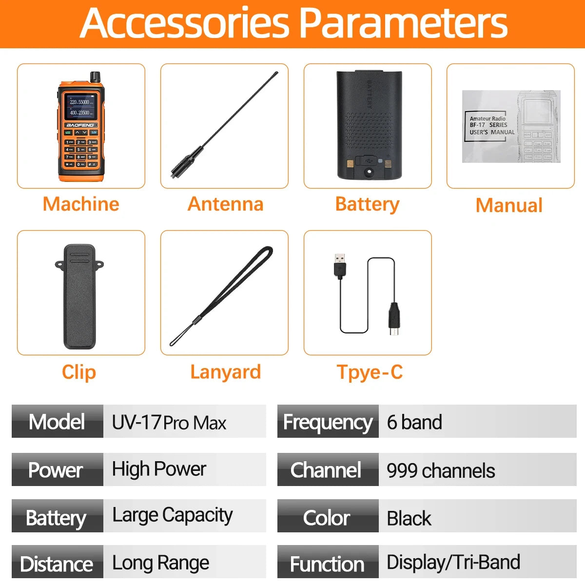 Baofeng UV17 Air Band Walkie Talkie 999 CH Draadloze kopieerfrequentie NOAA Zes bands Amateur Ham Tweerichtingsradio voor