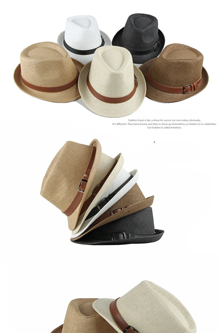 Summer Straw Hat Male Korean Fashion Hat Female Sun Visor British Retro Gentleman Jazz Hat