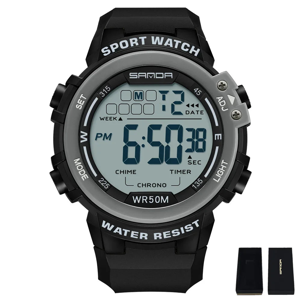 SANDA 2140 Watches Alarm Clock Chrono 5Bar Waterproof Digital Watch reloj hombre New Fashion Outdoor Sport Men Multifunction