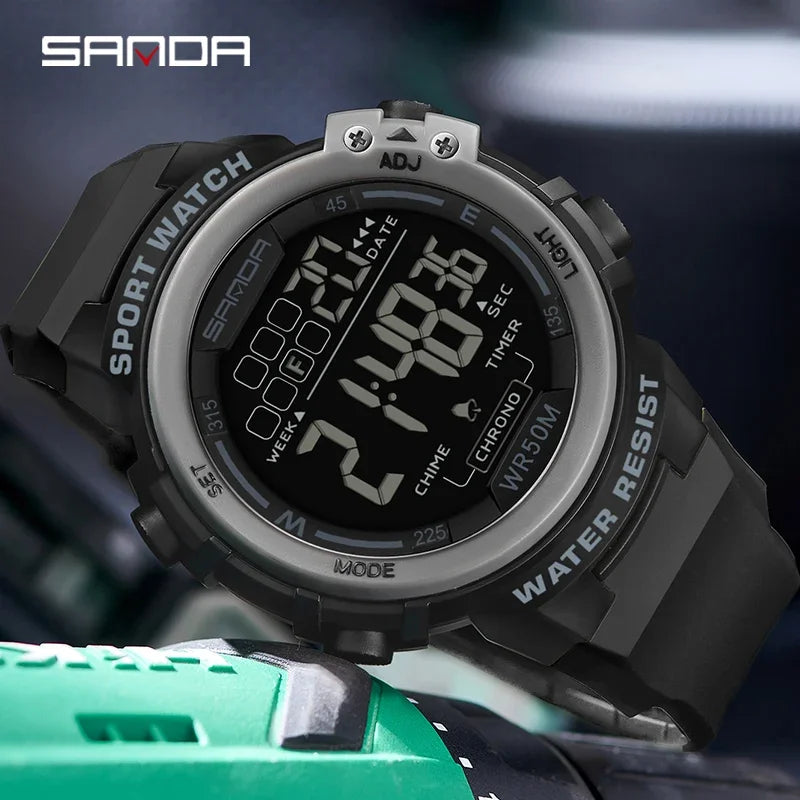 SANDA 2140 Watches Alarm Clock Chrono 5Bar Waterproof Digital Watch reloj hombre New Fashion Outdoor Sport Men Multifunction