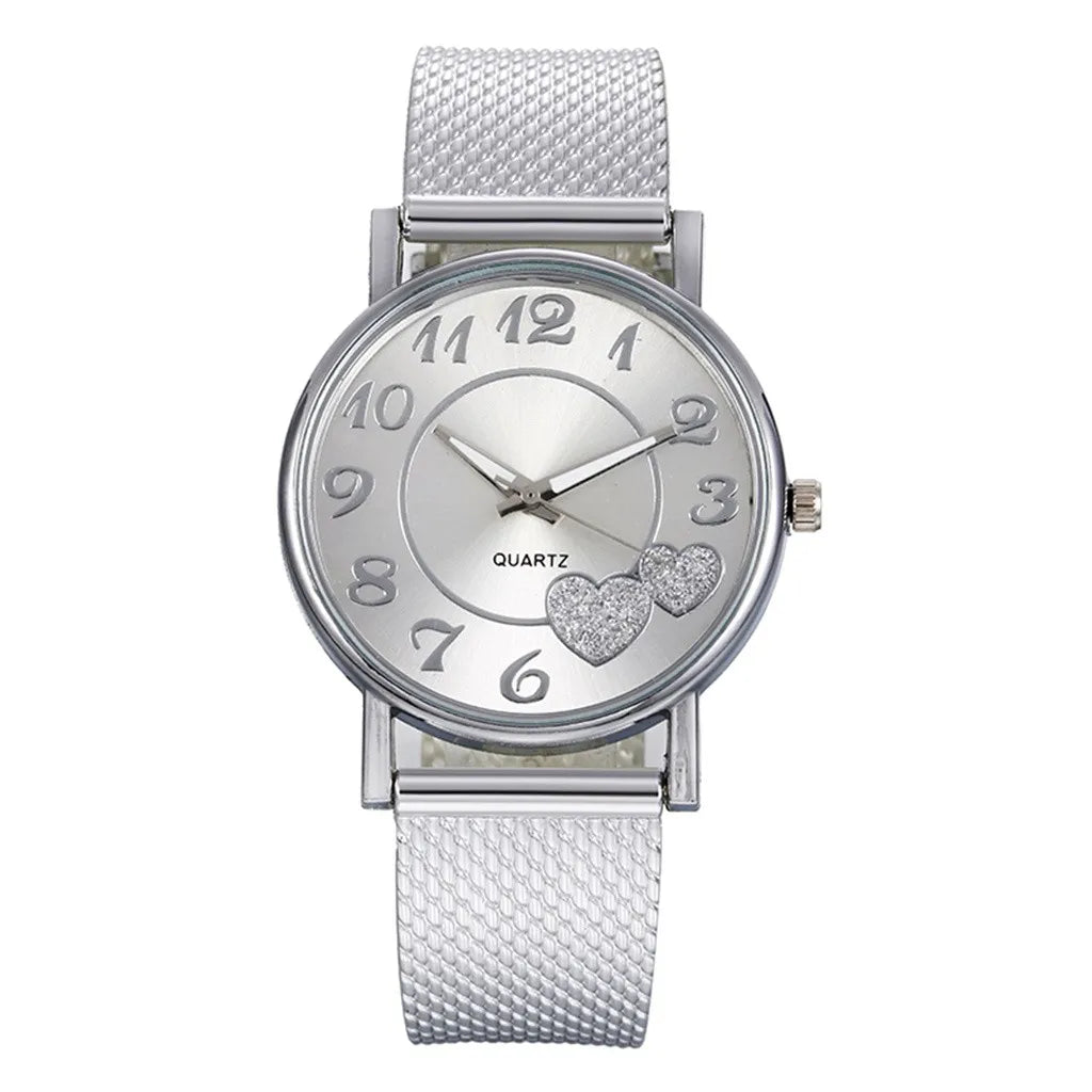 Women Watch Business Wristwatches Jewelry Часы Женские Large Number Round Dial Fashion Watches with Mesh Belt Wild Creative Gift