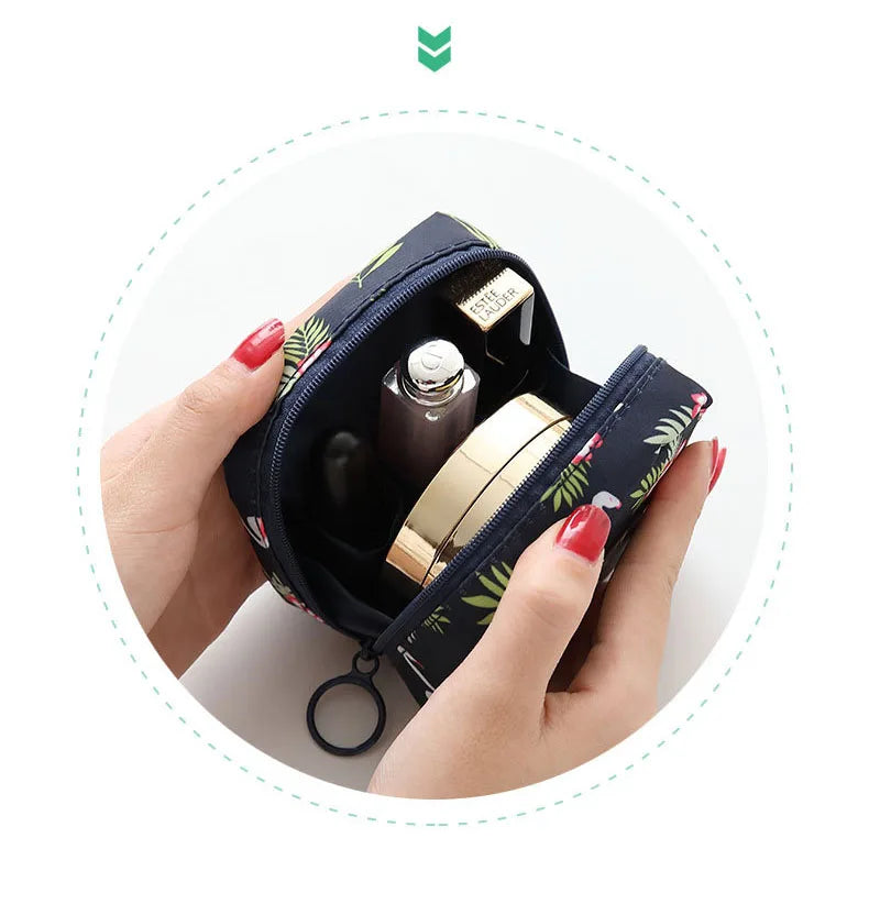 Velvet Embroidery Cosmetic Bag Sanitary Pad Pouches Portable Durable Makeup Lipstick Data Cables Organizer Toiletry Beauty Case