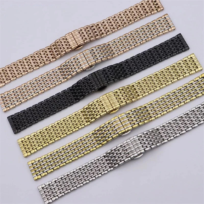 Watchband Stainless steel Bracelets 12mm 14mm 16mm 18mm 20mm 22mm Quartz Wristwatch  fold buckle watch strap accessories 6029#