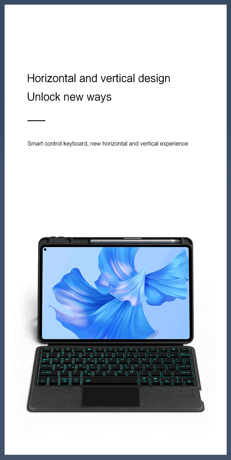 HUWEI Magic Keyboard For Samsung Galaxy Tab S9 S8 S7 Plus FE 12.4" Case Smart Backlit TouchPad Spanish Portuguese Keyboard Cover
