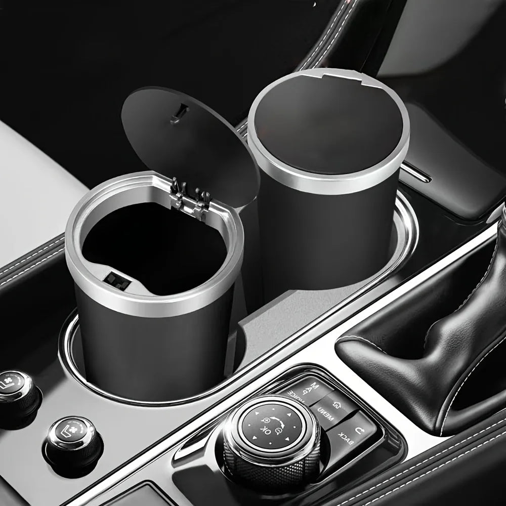 Compact Leakproof Mini Car Trash Can with Easy-Press Pop-Up Lid Durable Odor-Blocking Waterproof ABS Bin for Cup Holders Storage