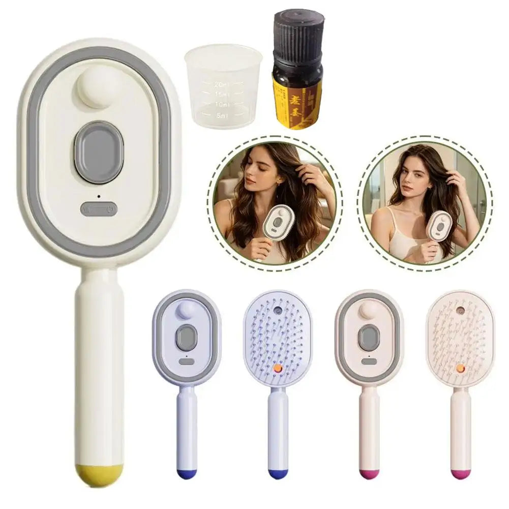 Electric Spray Hair Brush Hair SPA Nourishes Hair Essential Oil Spray Reduce Frizz Anti-Static Retractable Steam Massage Comb