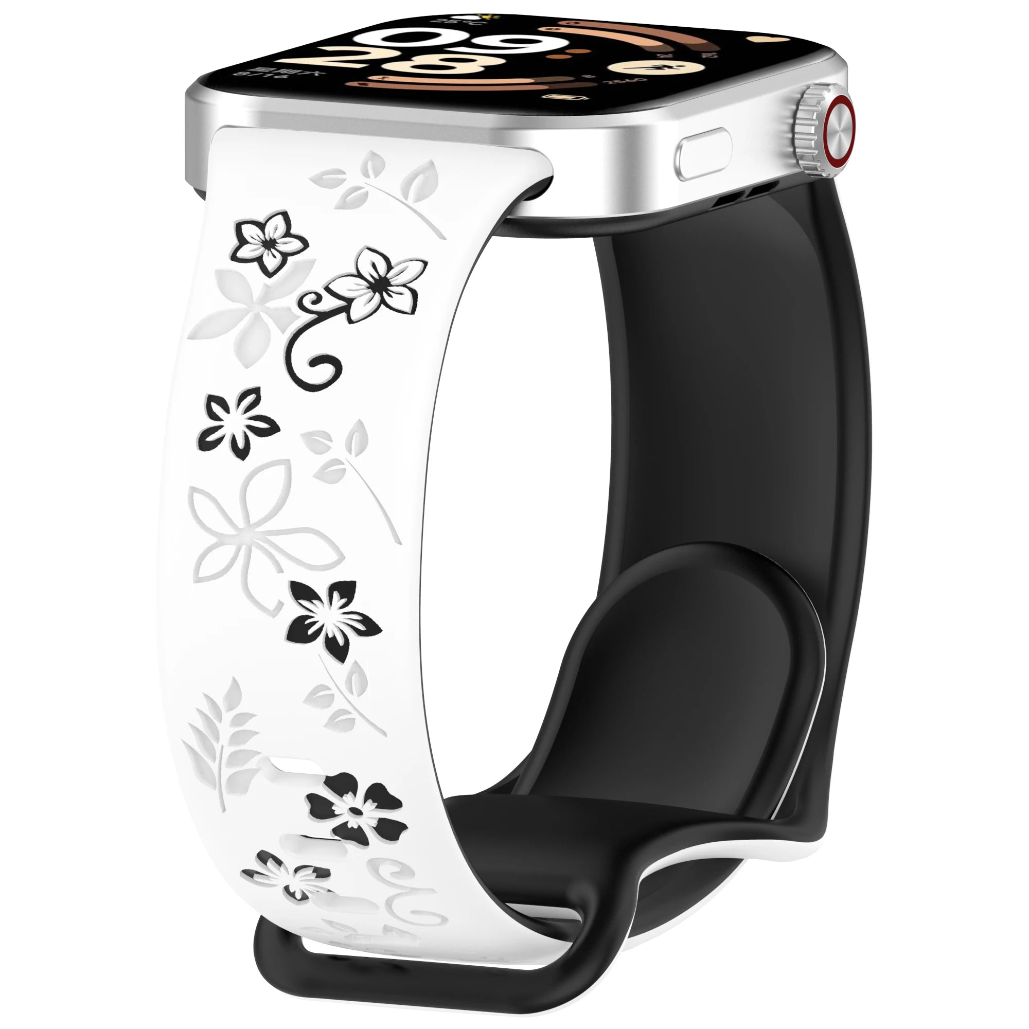 Two tone floral carved soft silicone strap for Redmi watch 4/5/6/Mi Band 8/9 PRO,suitable for Halloween,Thanksgiving, Christmas