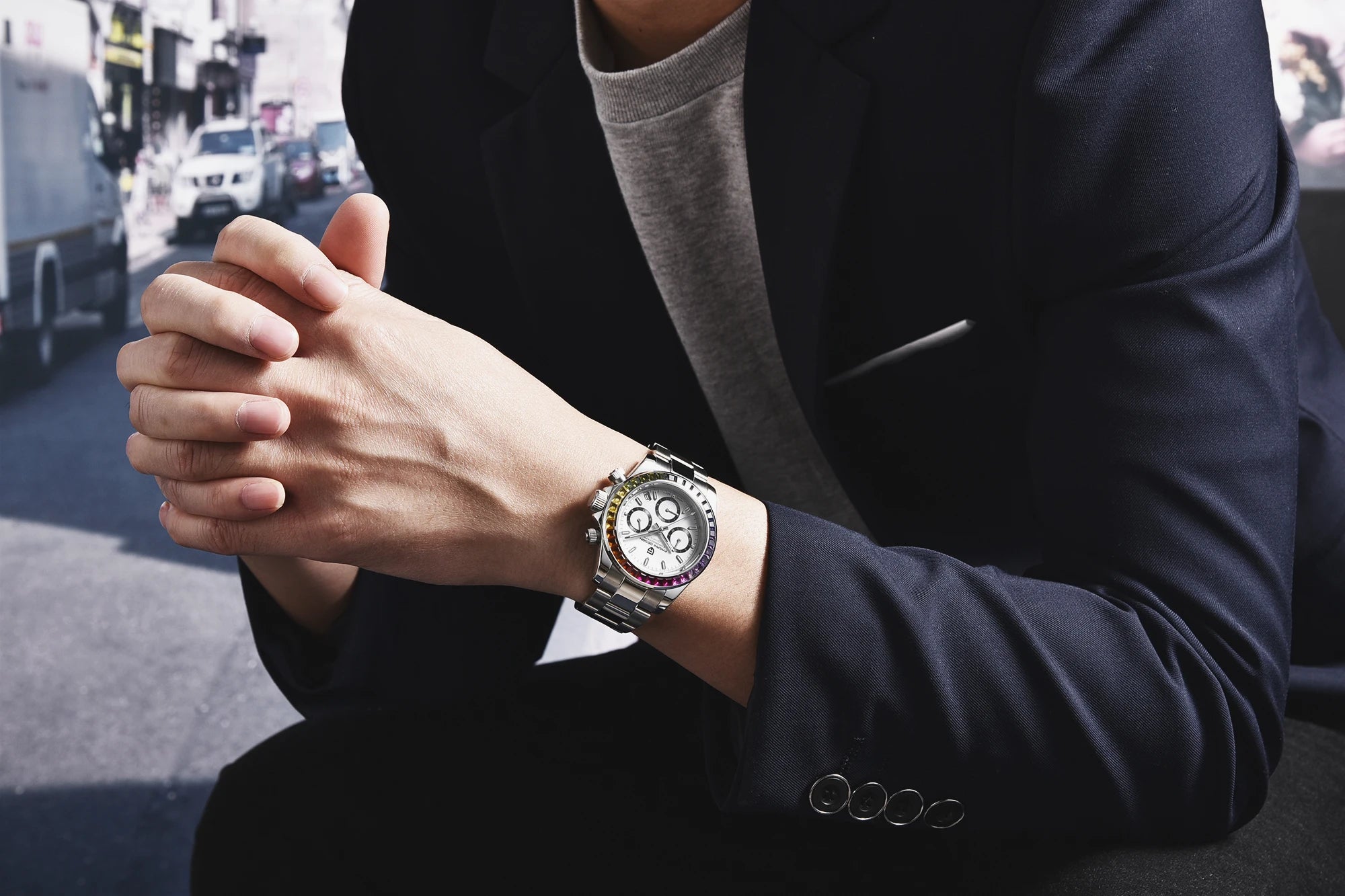 PAGANI DESIGN Men's Casual Quartz Watch 40Mm Outdoor Trendy Stainless Steel Sapphire Wear-Resistant Mirror Luminous Diving Watch