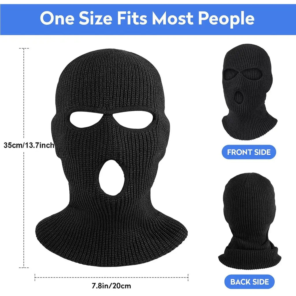 3 Hole Winter Knitted Mask for Warmth Balaclava Hat Suitable for Outdoor Sports Skiing Cycling Full Face Mask