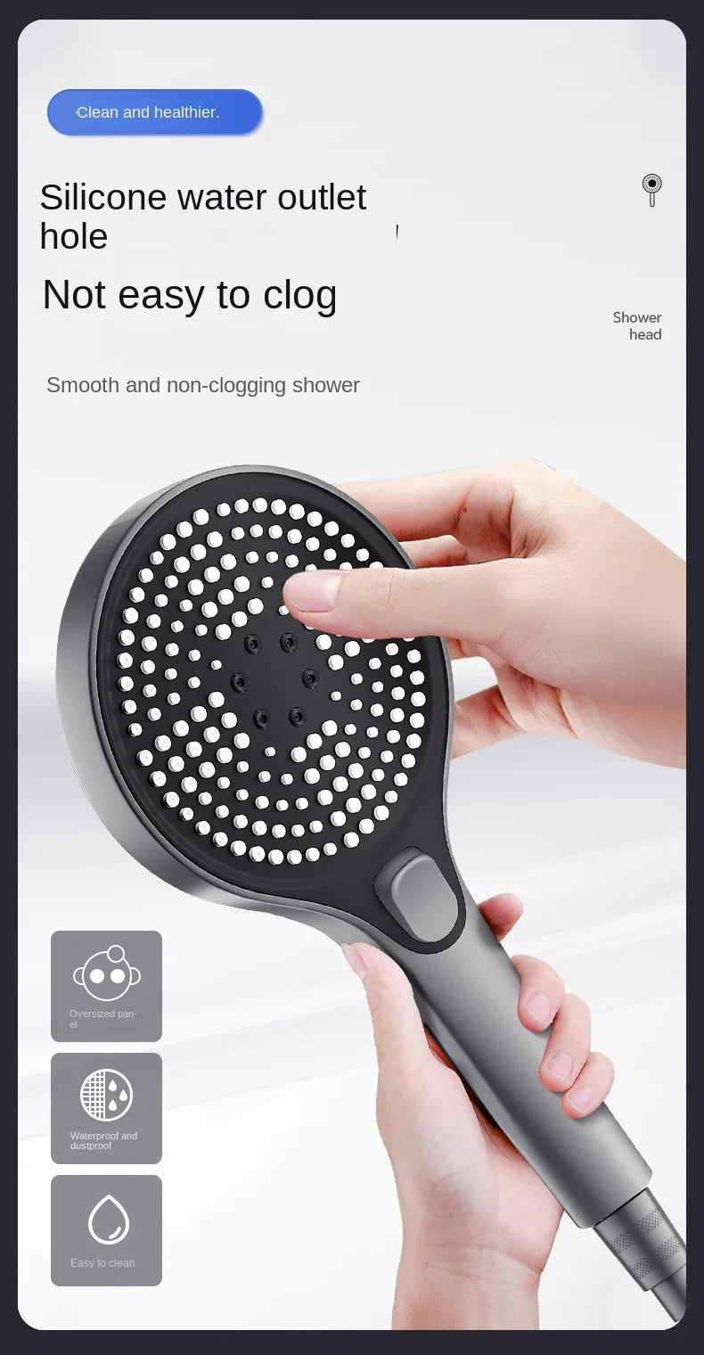 Home showerhead, powerful pressurized showerhead, portable large panel large output showerhead, handheld showerhead