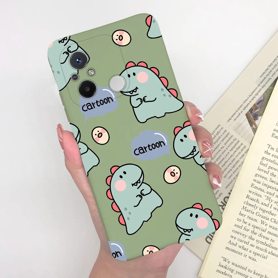 Phone Case For Redmi 12C 11A 4G Cartoon Dinosaur Soft Silicon TPU Matte Back Cover Coque For Redmi 12 C 11 A 4G Funda Capa Shell