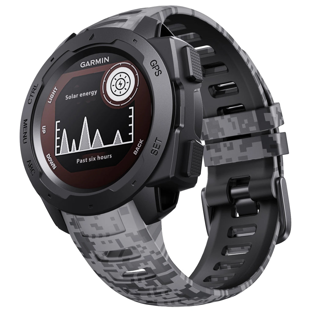 Silicone Watchband for Garmin Instinct Series - Instinct, Instinct 2, & Instinct 2 Solar - Esports Style Replacement Strap.