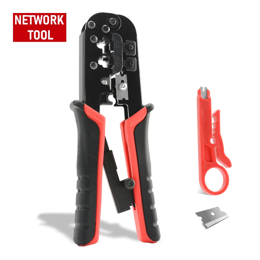 RJ45 Crimper RJ11 RJ45 Crimping Tool Ethernet Network LAN Cable Crimper Cutter Stripper Plier for 6P 8P RJ11 RJ12 RJ45 Connector