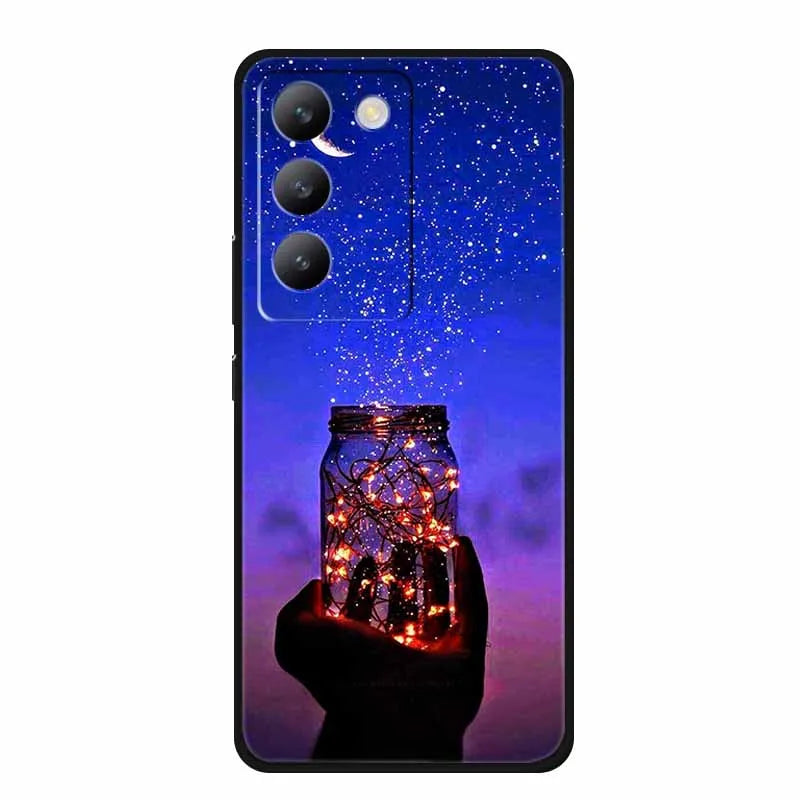 For vivo V40 SE Case Luxury TPU Soft Silicone Phone Back Cover for vivo V40 SE 5G Protective Shockproof Flowers Girl Cute Coque