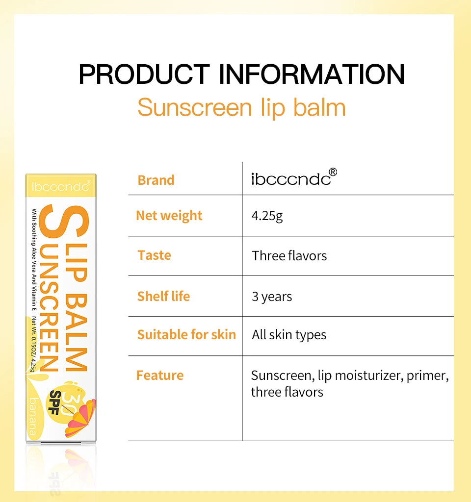 Sunscreen Lip Balm SPF30 UV Protection Moisturizing Hydrating Lip Balm Moisturizes Repairs Chapped Lips Lipstick Lip Care Makeup