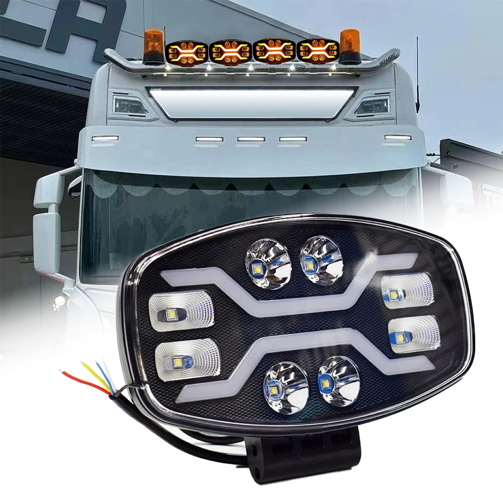 9 " LED Light SCAN- Off road Headlight Spotlight Truck Auxiliary Square Car Driving Flash White Yellow 100W 22000LM