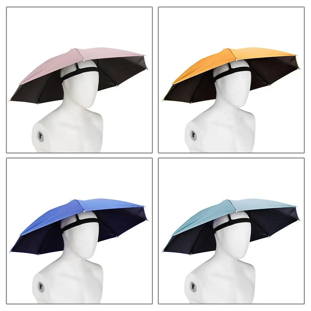 Outdoor Portable Umbrella Hat Sunscreen Waterproof Fishing Umbrella Universal Headwear Hats Sun Camping Beach Foldable Hats