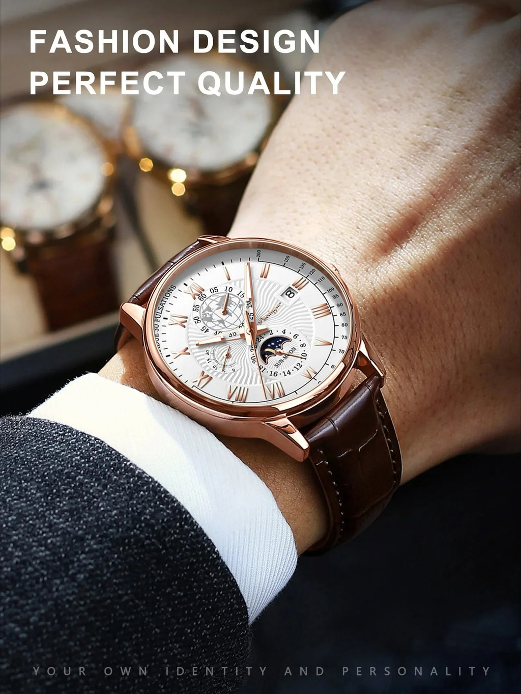 Fashion Luxury Wristwatch For Men Luminous Chronograph Date Man Watch Leather Men's Quartz Watches Sports Male Clock