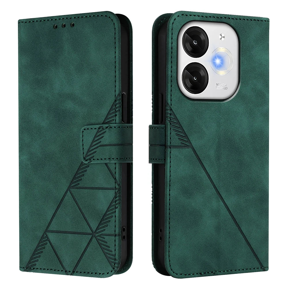 Geometric Leather Wallet Case For ZTE Blade A76 A75 A73 A55 A53 Plus A52 A35 Core V60 V80 Vita Nubia Focus 2 Ultra Calf P9 Pro