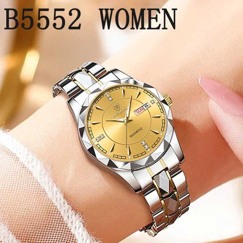 BINBOND B5552 New Luxury Brand Quartz Women's Watches 30M Waterproof Luminous Date Wristwatch Fashion Business Womens Watches