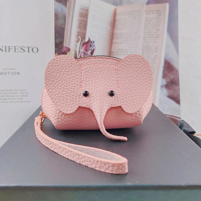 Mini leather elephant-style earphone case, coin purse, creative card holder, lipstick holder, earphones, change holder