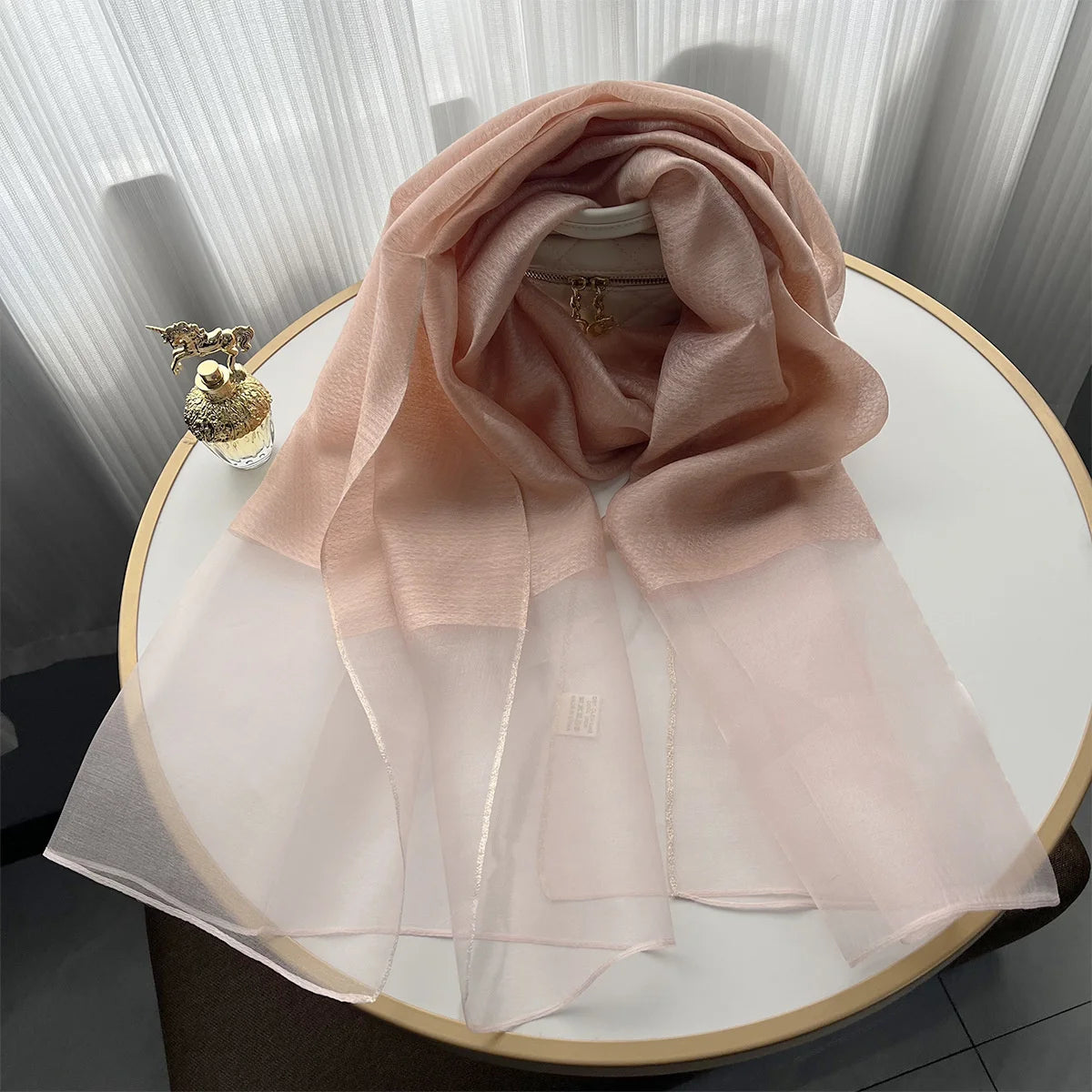 New Design Luxury Brand Women Foulard Plaid Frame Silk Solid Scarf Elegant Shawl Long Wrap Sunscreen