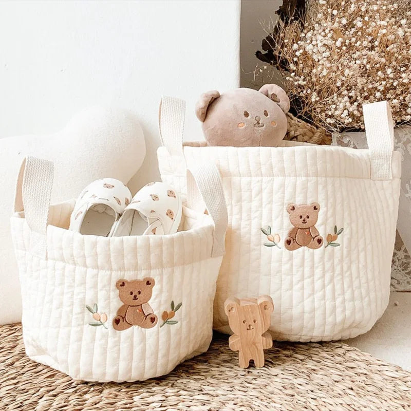 Baby Bags Cute Bear Embroidery Diaper Bag Caddy Nappy Cart Storage Mummy Maternity Bag for Newborn Diapers Toys Organizers