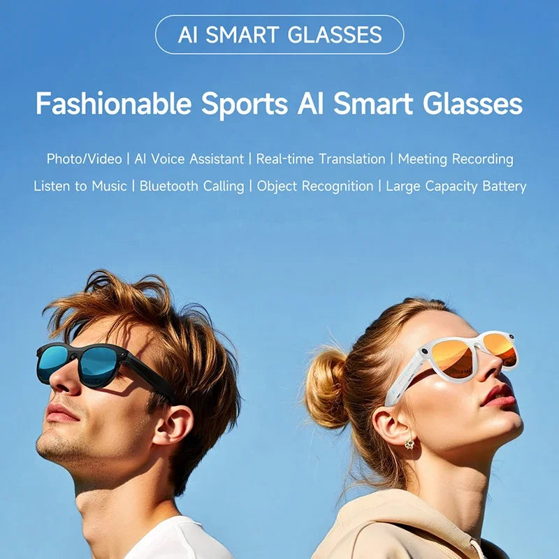 AI smart glasses for taking photos, anti shake, long-lasting battery life, Bluetooth calls, music, sports, companions, smart gla
