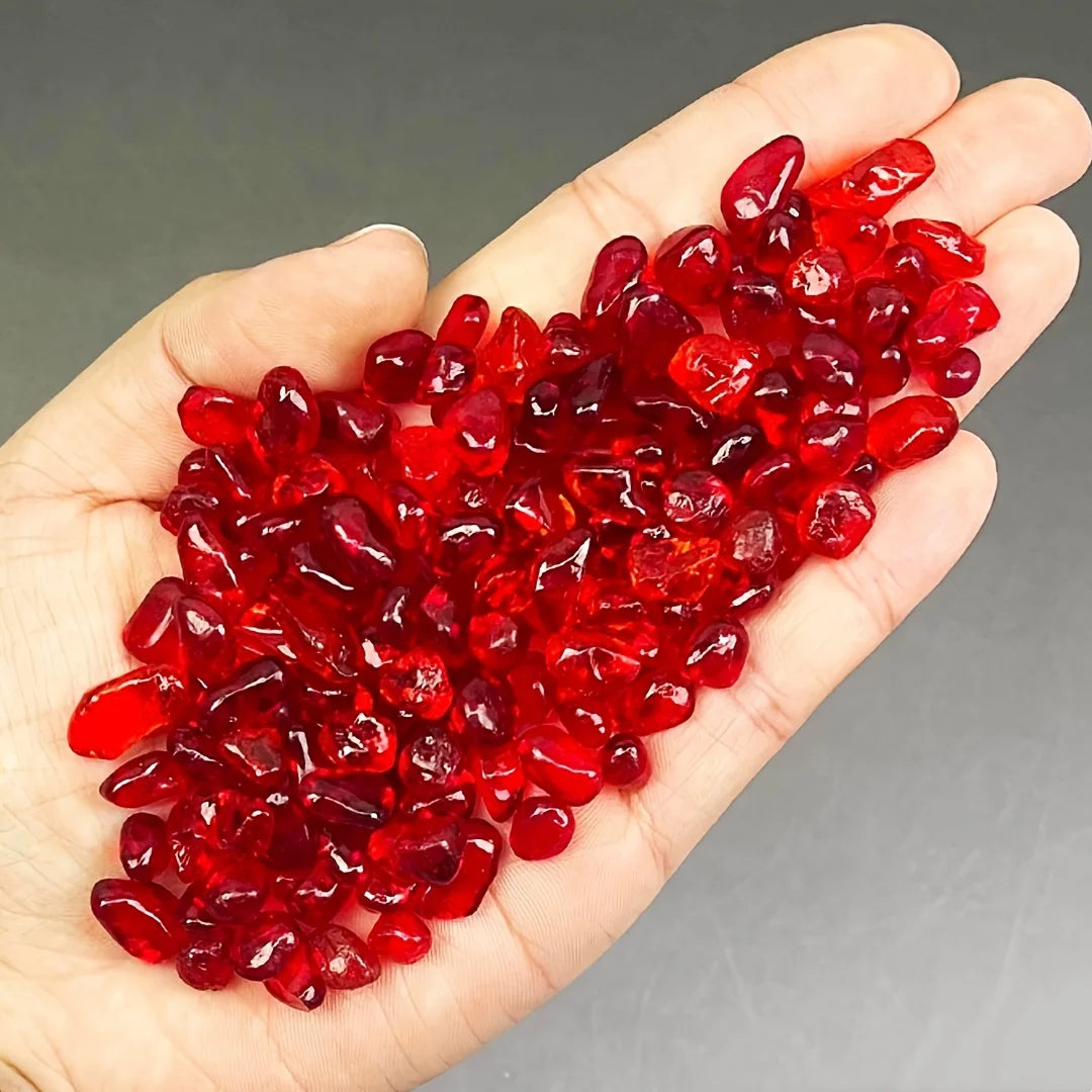 60g/150g/300g red Glass gravel, irregular glass chips, for fish tank decoration, vase filling and garden decoration