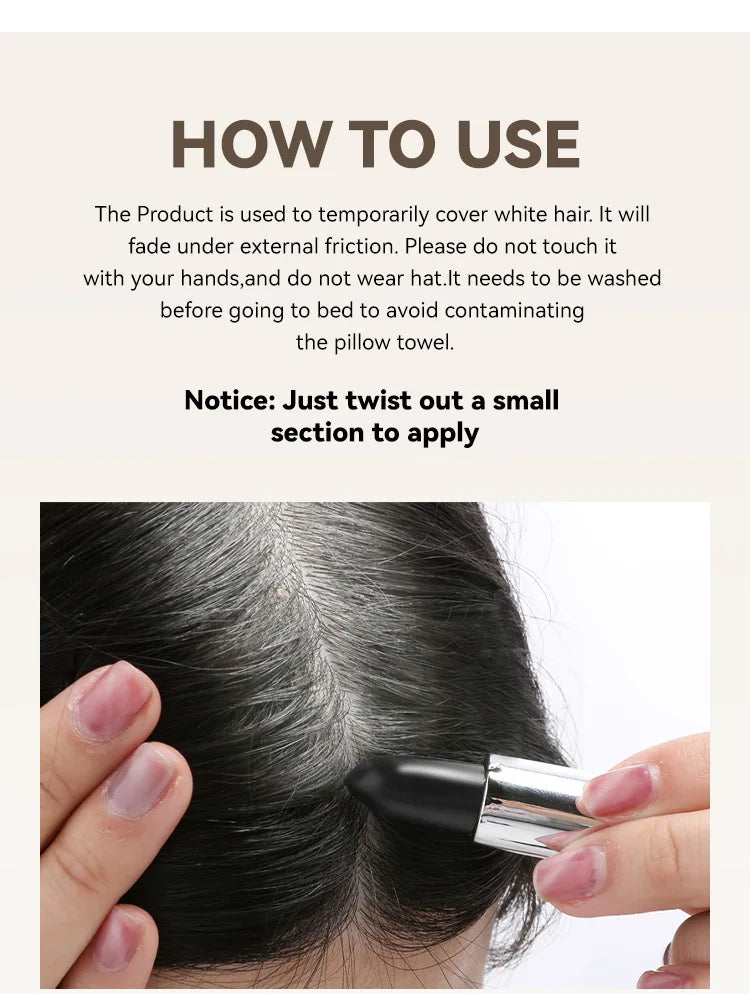 Black Brown Disposable Temporary Hair Dye Pen Lipstick Style White Hair Coverage Hair Coloring Dyeing Chalk Quick Hair Color Dye