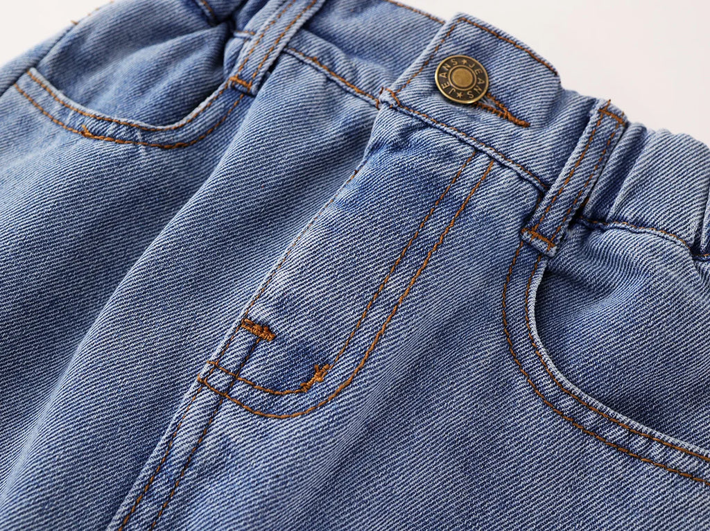 2025 Spring/Summer New Arrival Girls' Denim Pencil Skirt, Soft Washed Korean Style Baby Girl High-Waisted Skirt