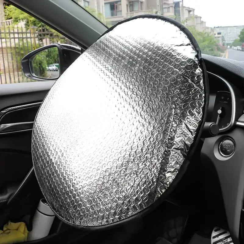 Car Steering Wheel Sun Shade Double Thick Sun Protection Foldable Anti-uv Sunscreen Car Supplies Car Steering Wheel Cover Silver
