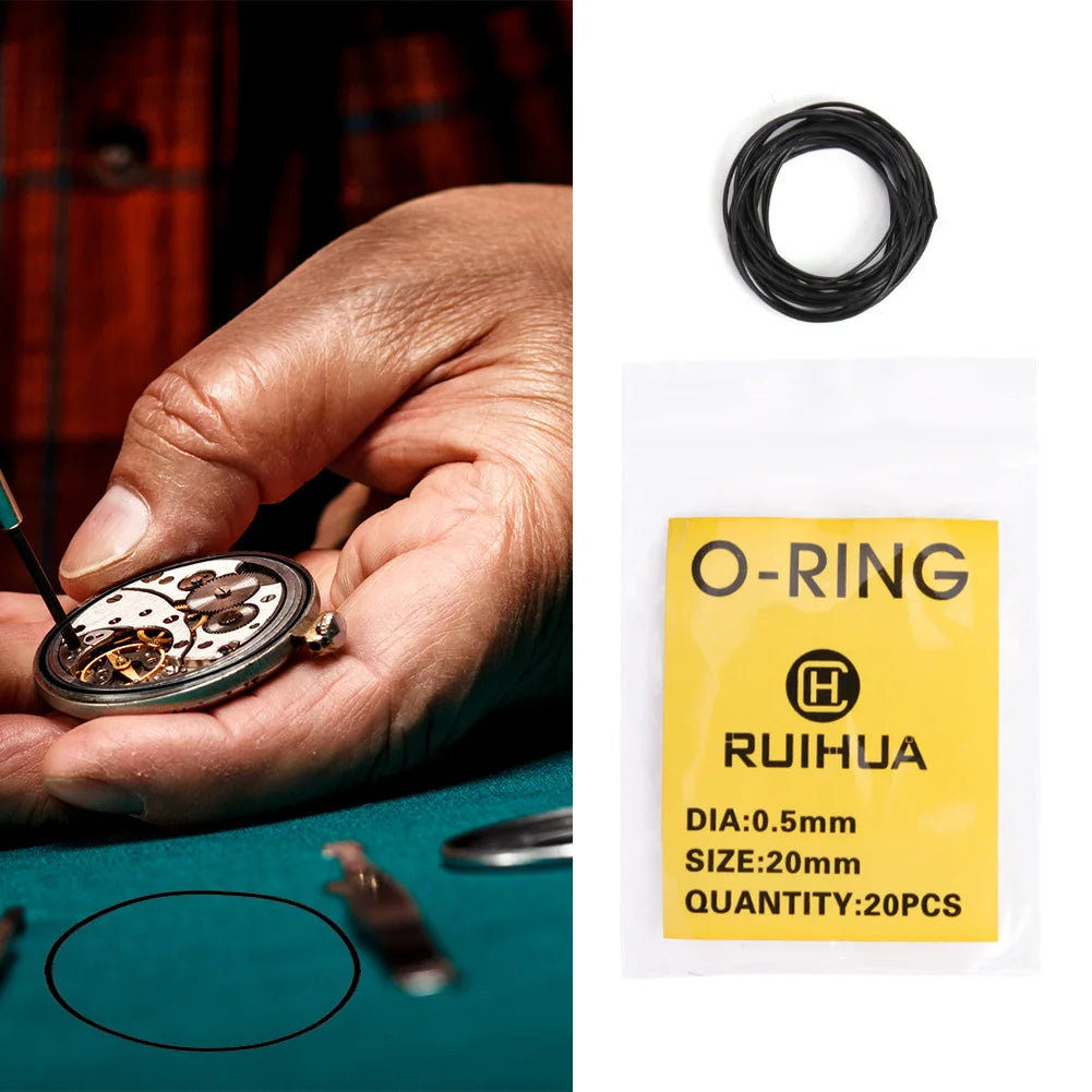 200pcs Waterproof 0.5mm/0.6mm/0.7mm O-Ring Watch Back Seal Cover Mini Rubber Washer O-Ring Watch Gaskets Watch Repair Tools