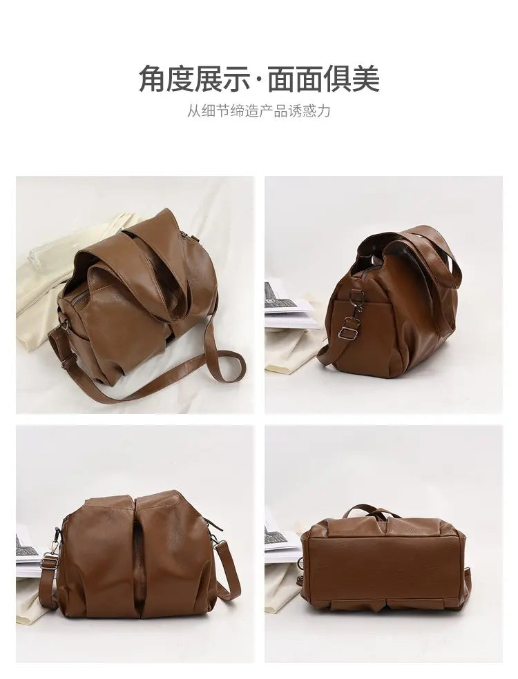 High-End Fashion Simple Designer Diaper Bags For Women Luxury Leather Large Capacity Elegant Tote Bag Minimalist Casual