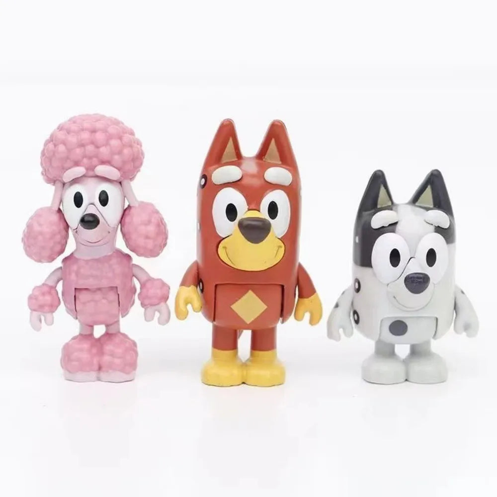 8pce Bluey A model handmade puppy bingo joint movable ornament for children's home play toy KPOP gift
