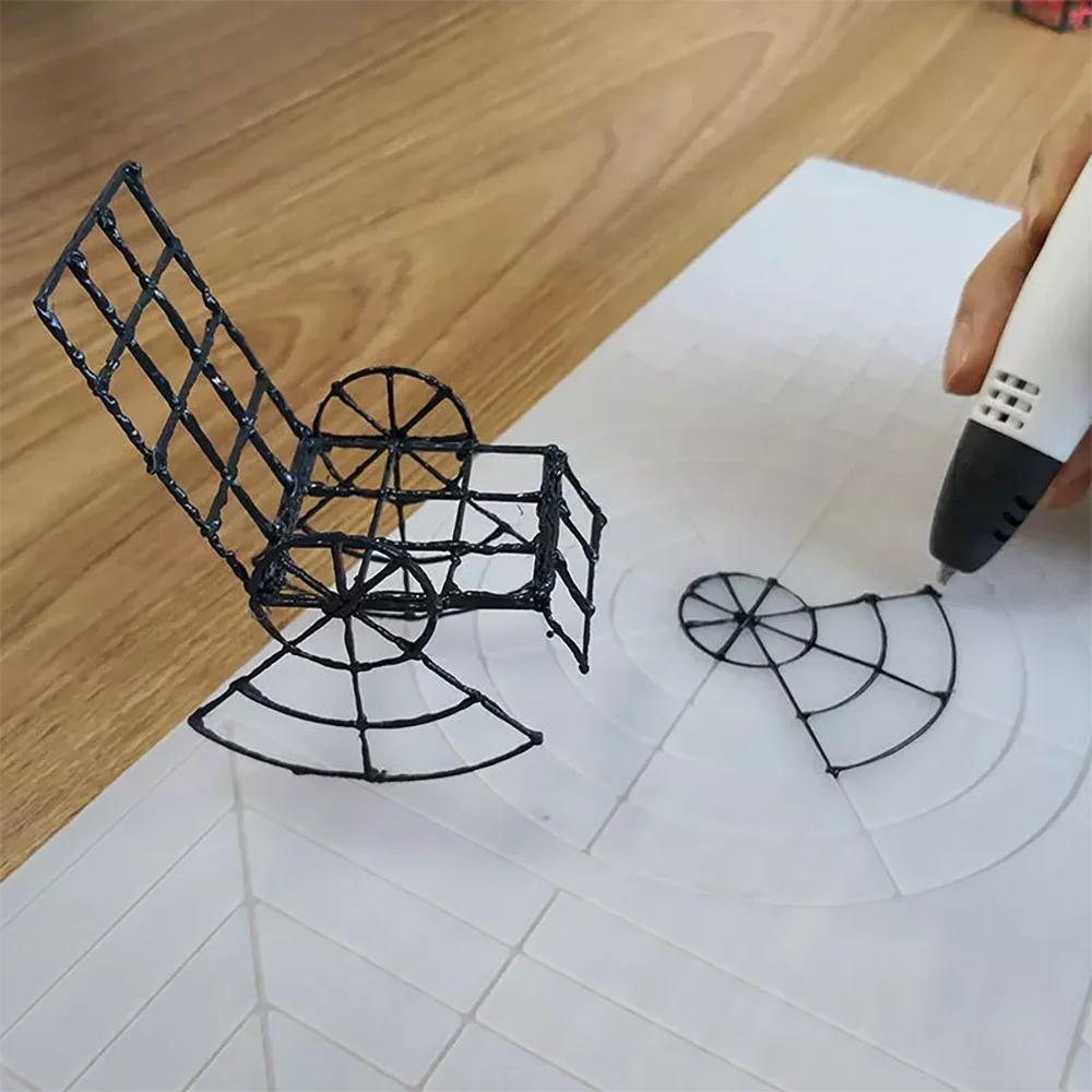 3D Printing Drawing Pen Silicone Design Pad with Basic Stencil Comes with 2 Silicone Finger Cots Excellent 3D Pen Drawing Tool
