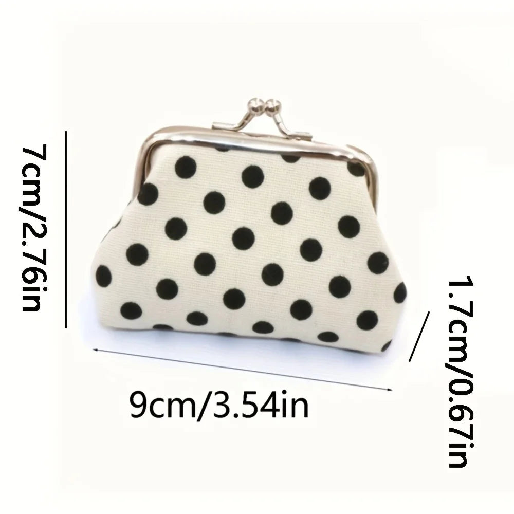 1pc Women's Polka Dot Coin Purse with Lock Closure,(Black/White, Red/White, Yellow/White),Lipstick Storage,Fashionable Accessory