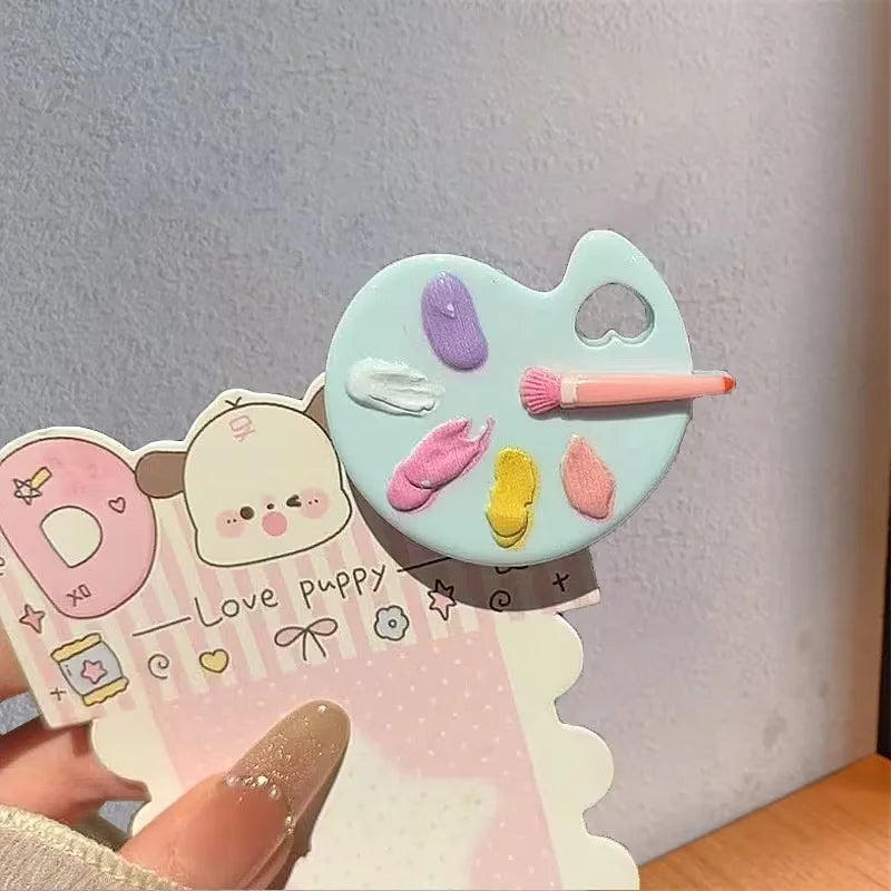 3 pieces or 6 pieces of cute color-simulated hair clips. Beautiful and small drawing board-shaped hair ornaments.
