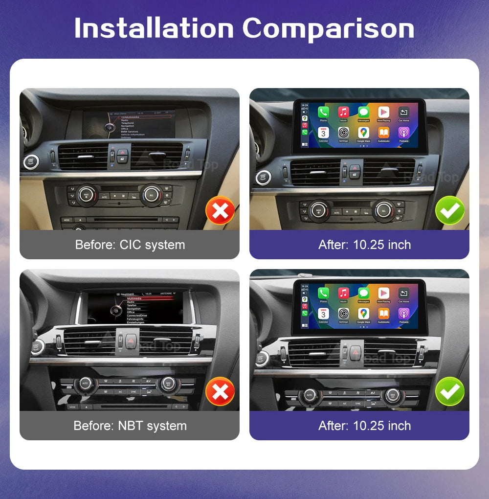 1920*720 Multimedia Touch Screen Wireless Carplay For BMW X3 F25 X4 F26 2014-2016 CIC NBT System Android Auto NBT System